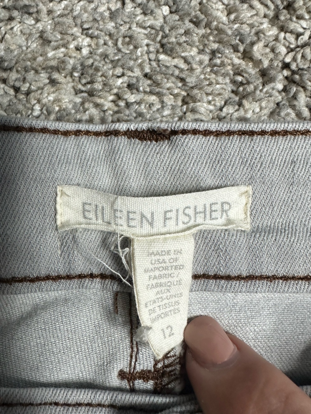 EILEEN FISHER LIGHT GRAY SKINNY JEANS 12 mid rise stretch minimalist casual - Picture 6 of 10